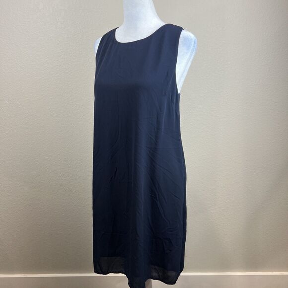 Eclair Dress Women M Blue Shift Cross Cross Back Chic Glam Capsule - Picture 7 of 12